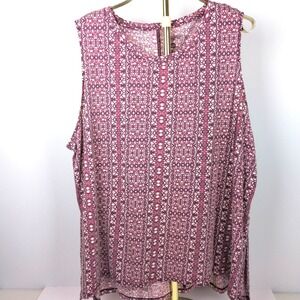 Great Northwest Indigo Women 3X Tank Top Plum Geometric Medallion Sleeveless